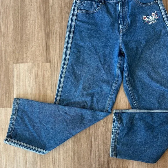 Adidas Originals Alexander Wang X Naomi Utsu denim pants side tri-stripe size 4 - Picture 8 of 13